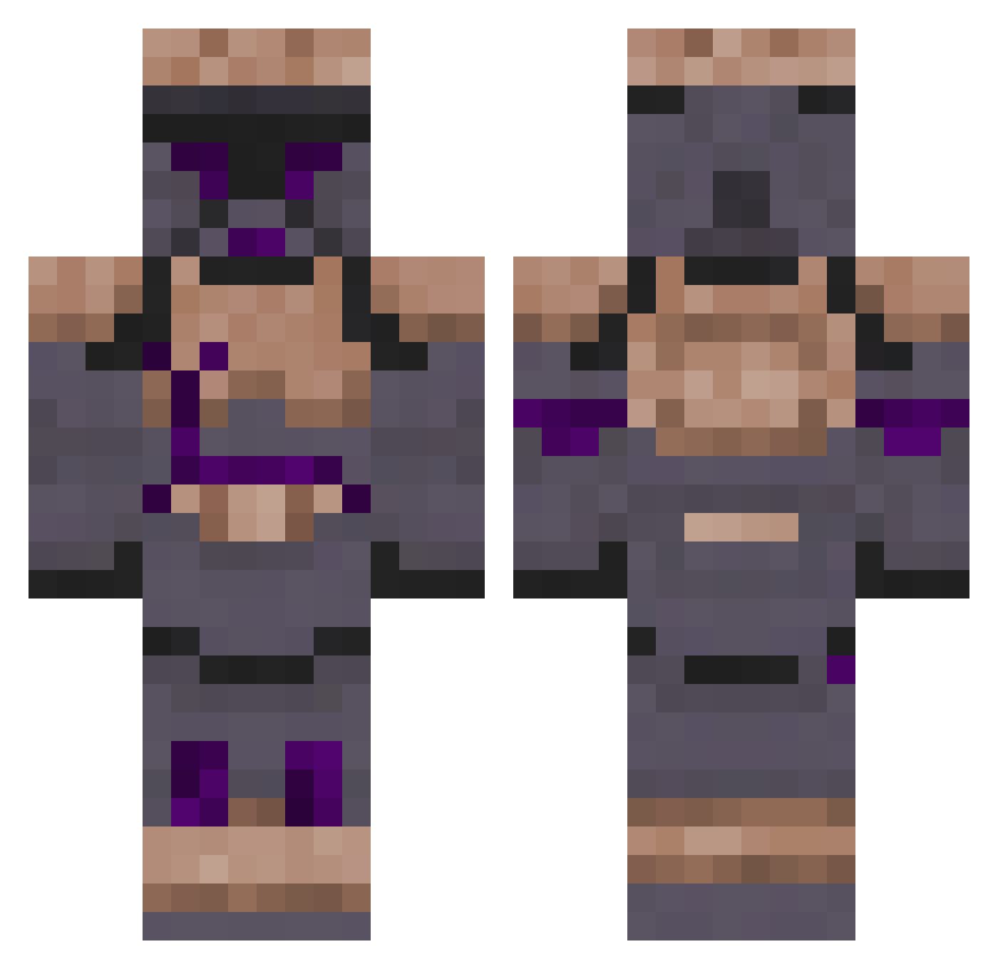 BiggusNiggus420 Minecraft skin, front and back view