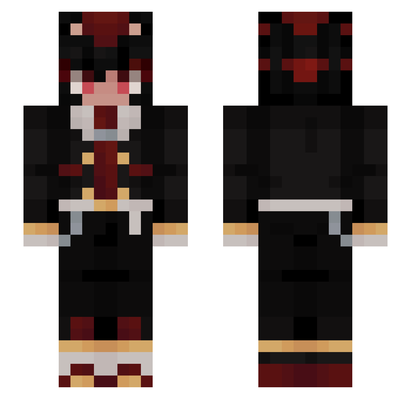 MiliKat Minecraft skin, front and back view