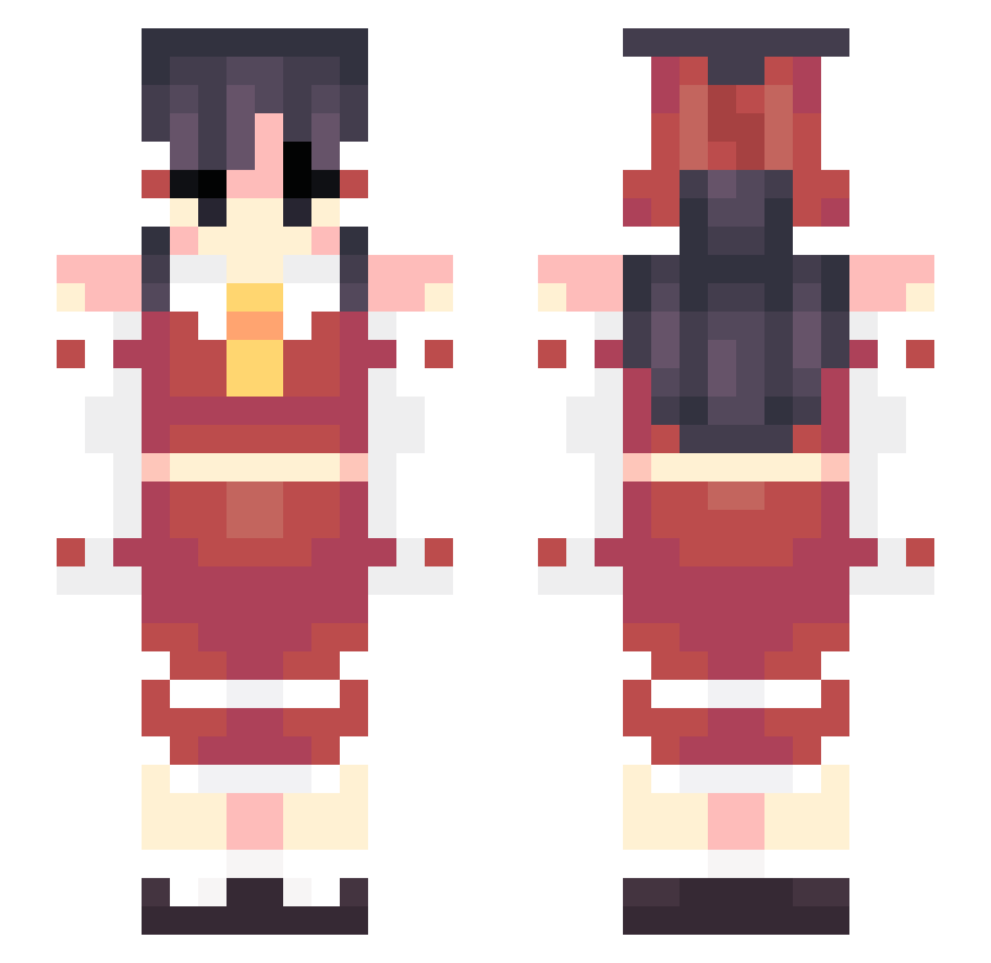 uhohmikey Minecraft skin, front and back view