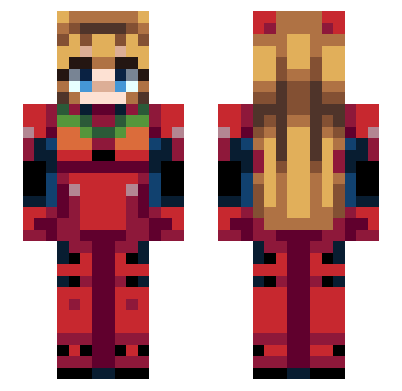 asukasoryulangle Minecraft skin, front and back view