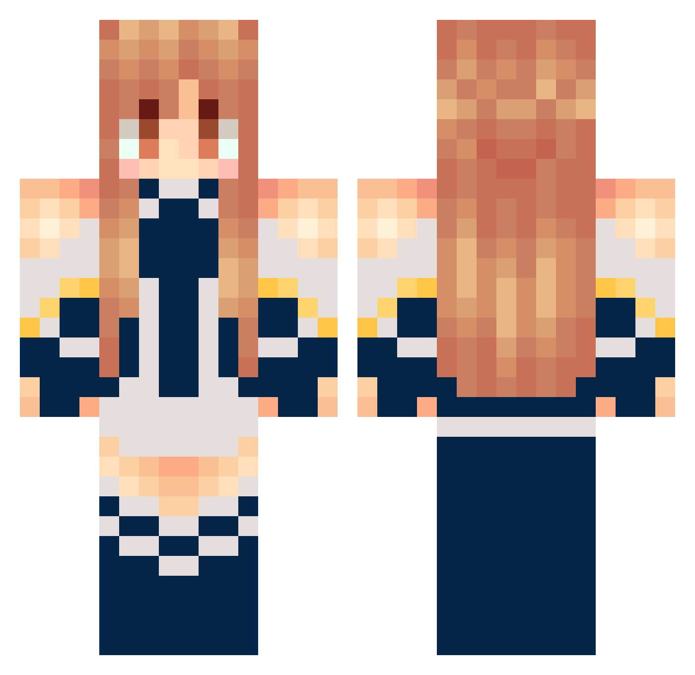 Clachy Minecraft skin, front and back view
