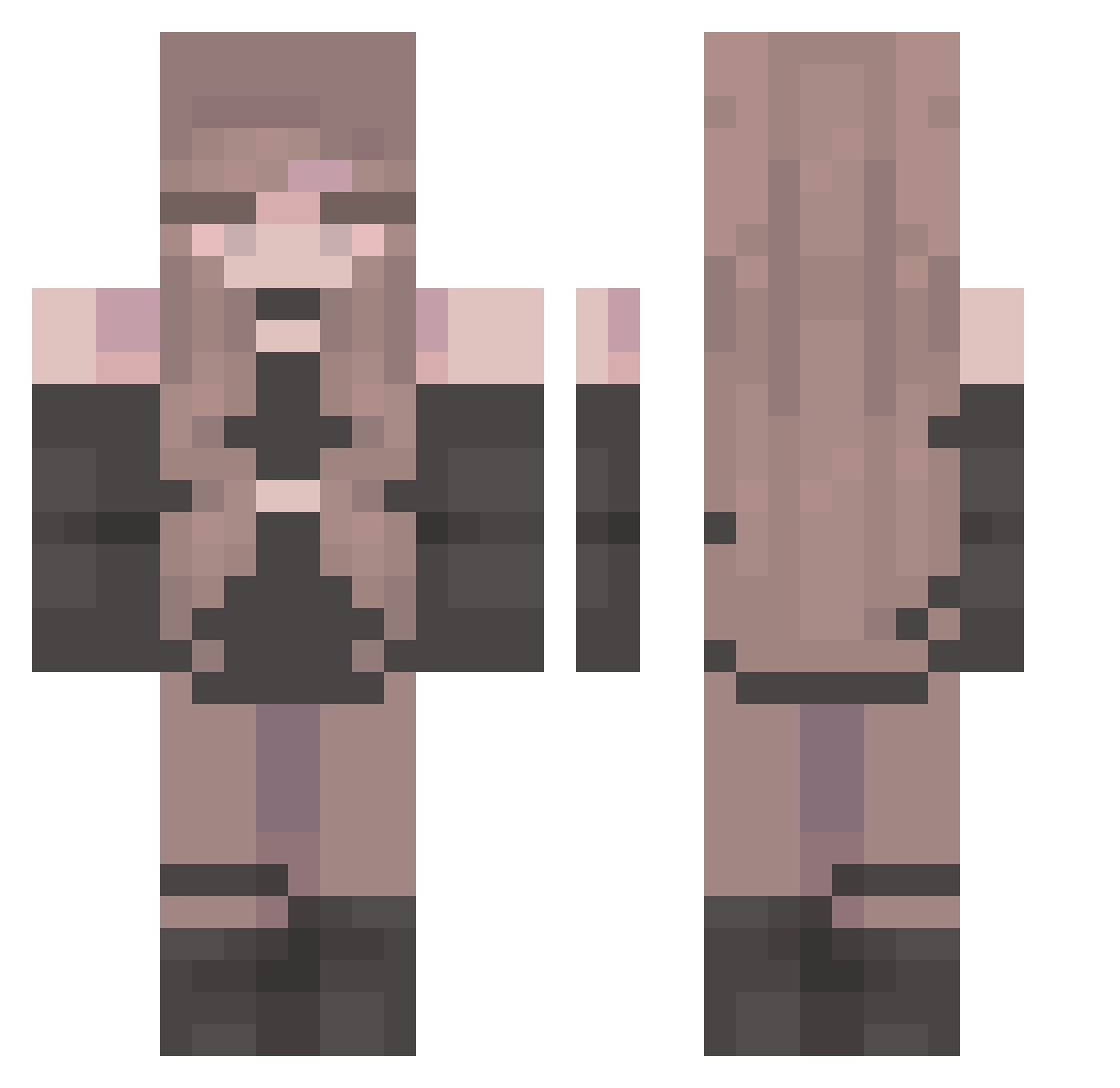 LolaMaschina Minecraft skin, front and back view