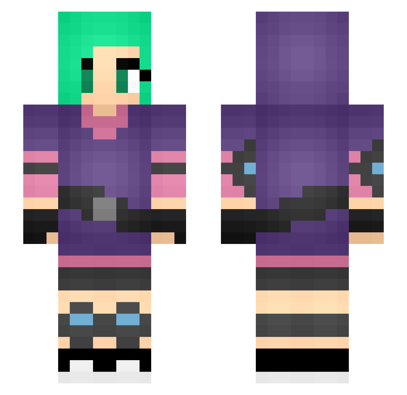 Glucenaphene Minecraft skin, front and back view