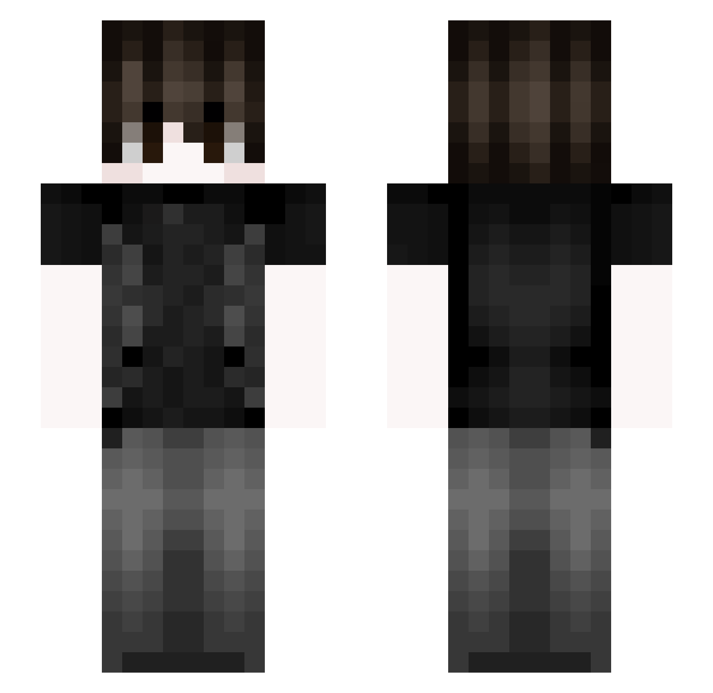 Taash Minecraft skin, front and back view