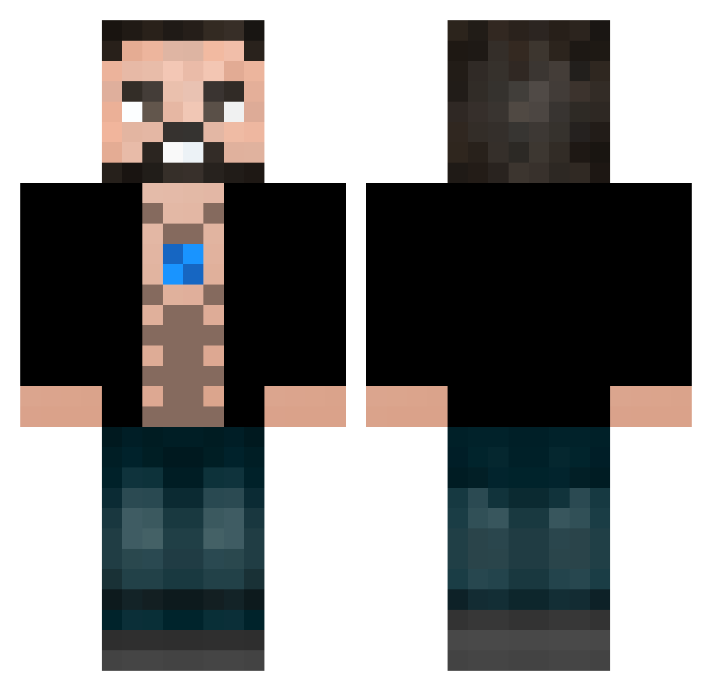 Senior_Esparrago Minecraft skin, front and back view