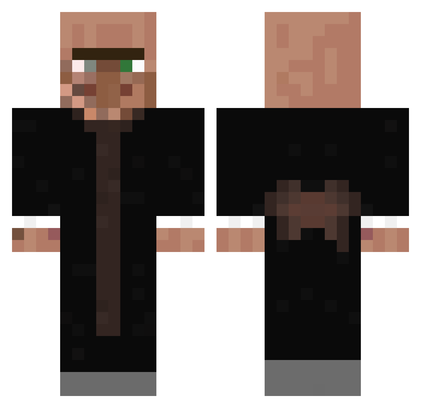 Wnnsm Minecraft skin, front and back view