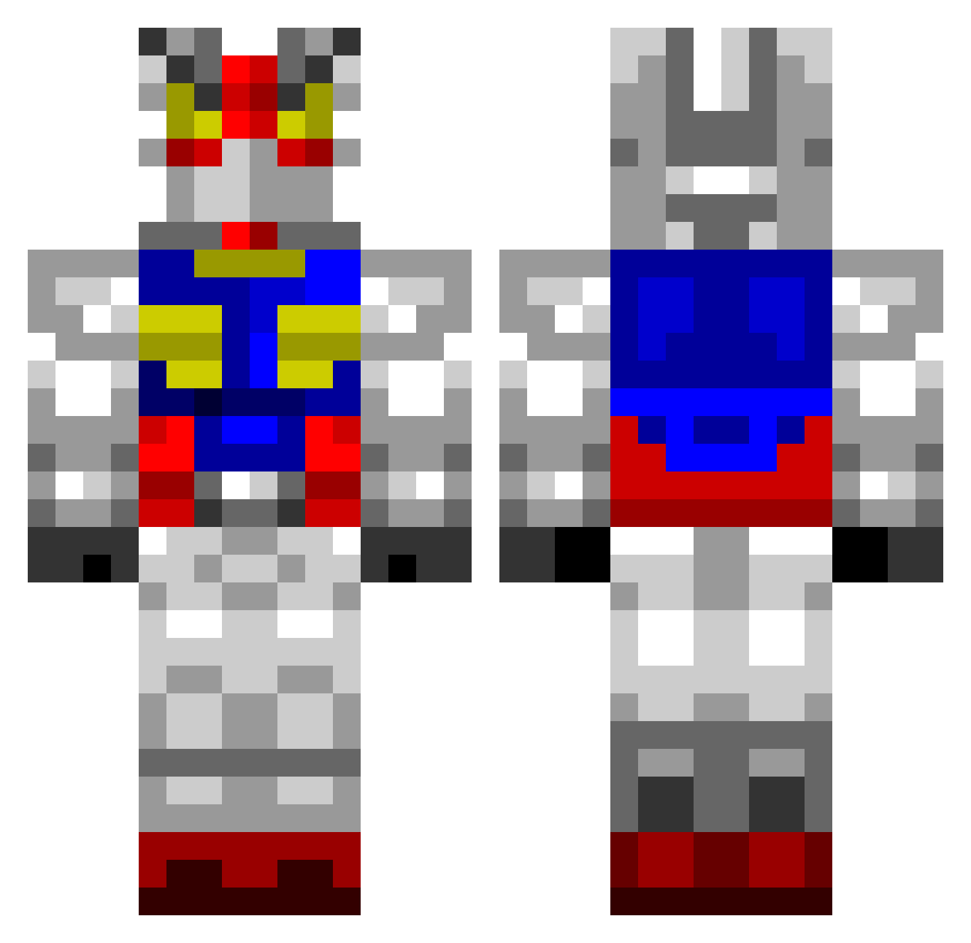 Nebulon Minecraft skin, front and back view