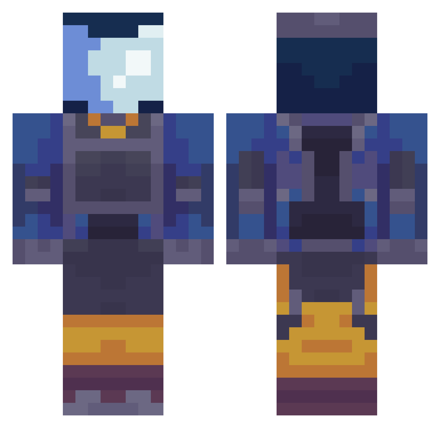 wigglesaw Minecraft skin, front and back view