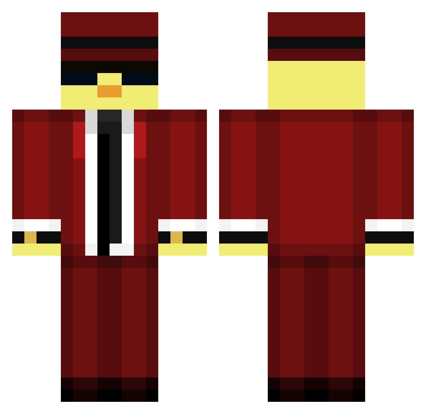 AlarmingSquid64 Minecraft skin, front and back view