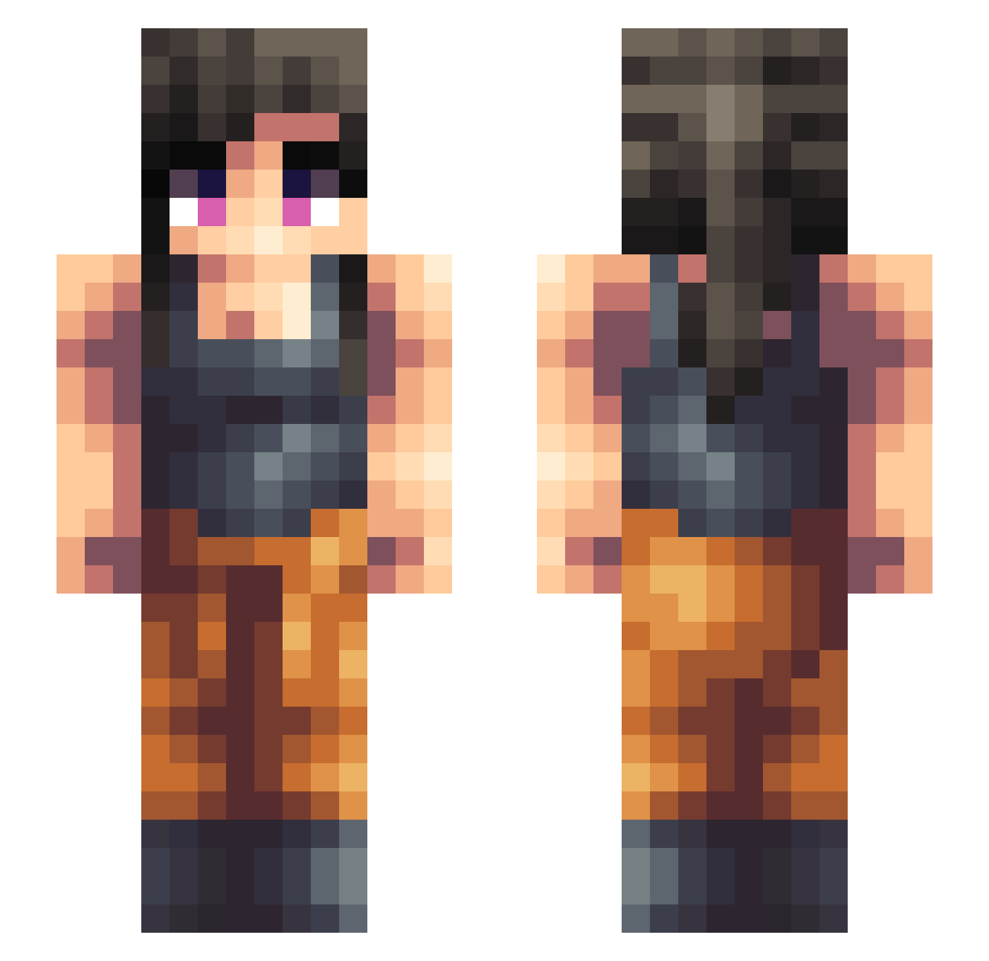 Mygioh Minecraft skin, front and back view