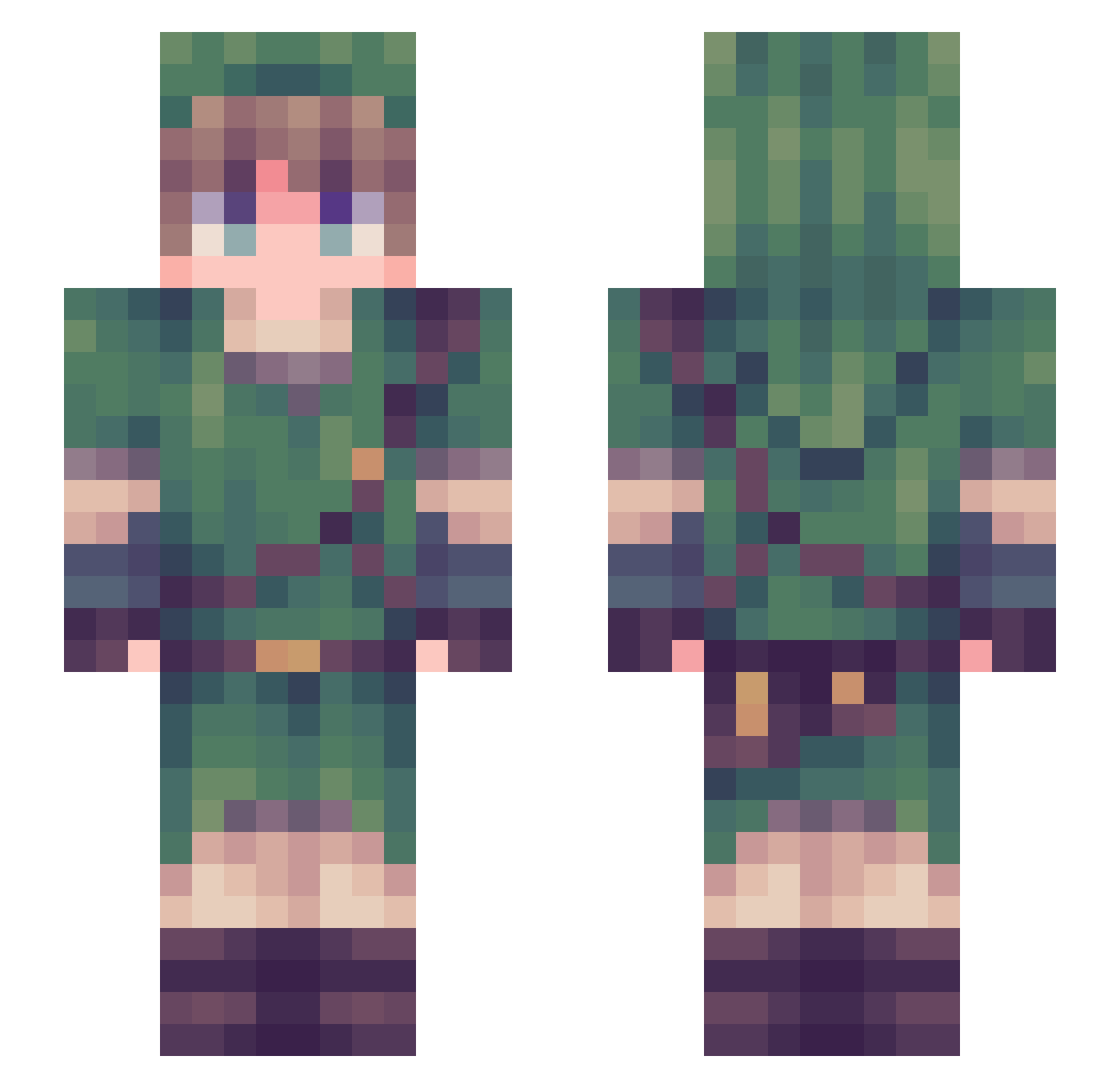 agustdbts Minecraft skin, front and back view