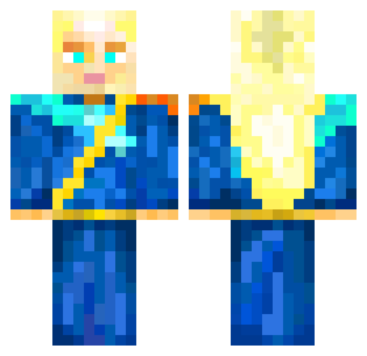 popshovesimi Minecraft skin, front and back view
