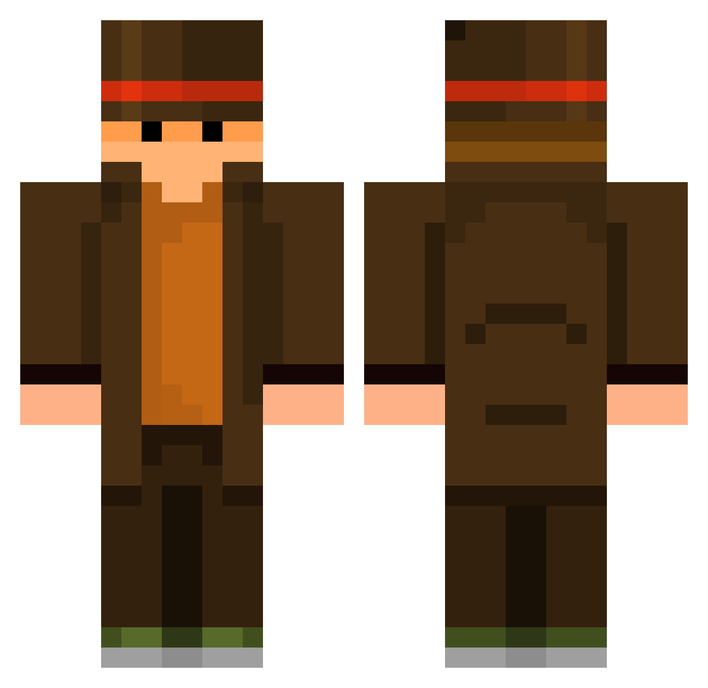 7ProfessorLayton Minecraft skin, front and back view