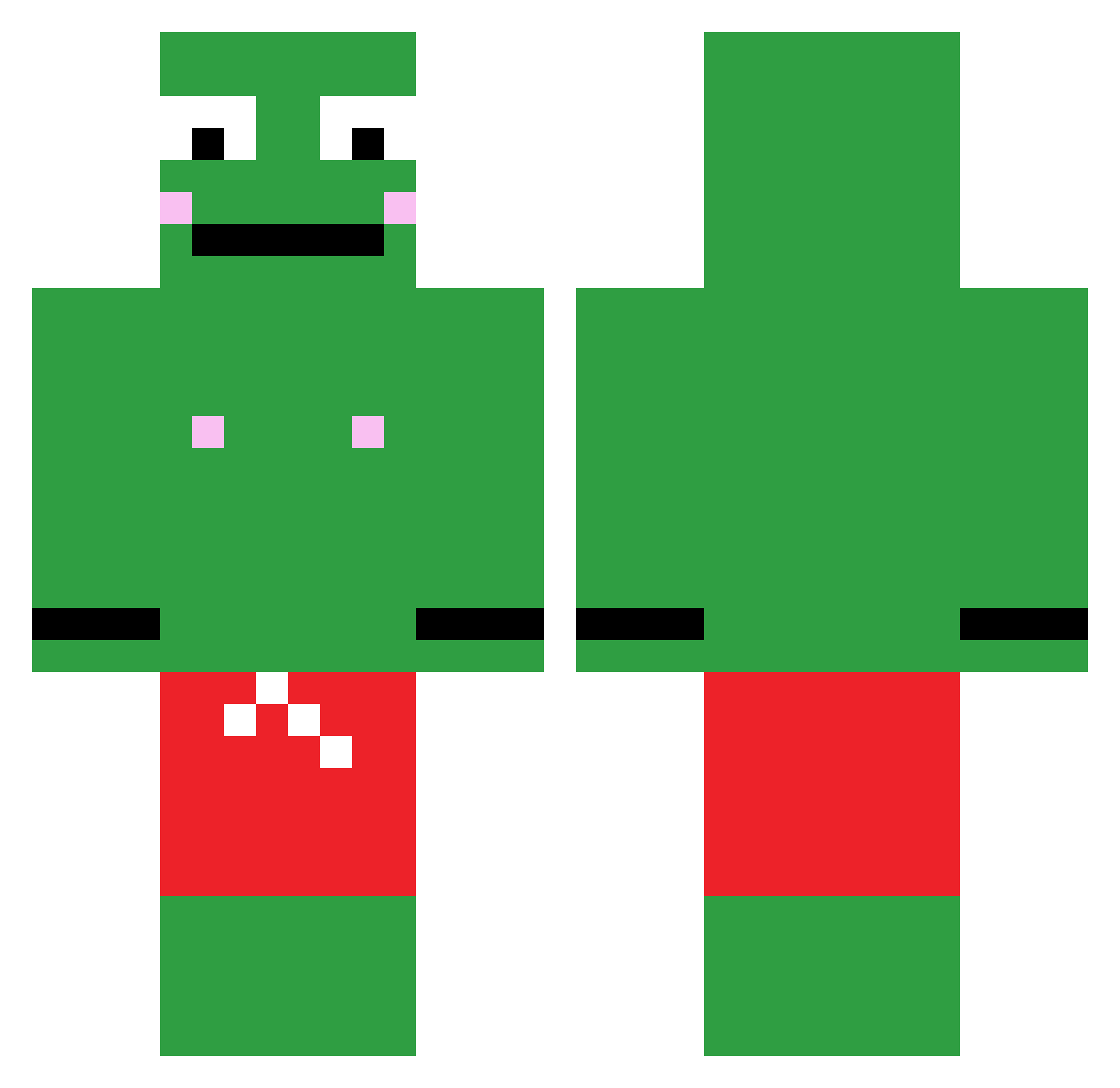 SANTASTICOO Minecraft skin, front and back view
