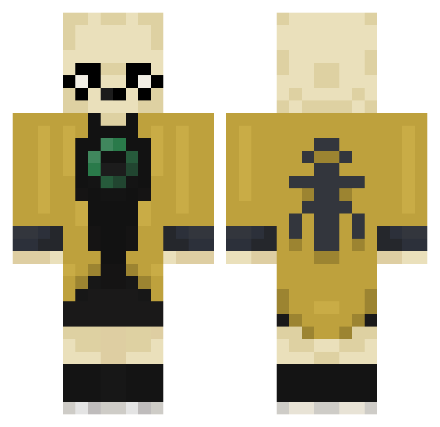 Yorudaki Minecraft skin, front and back view