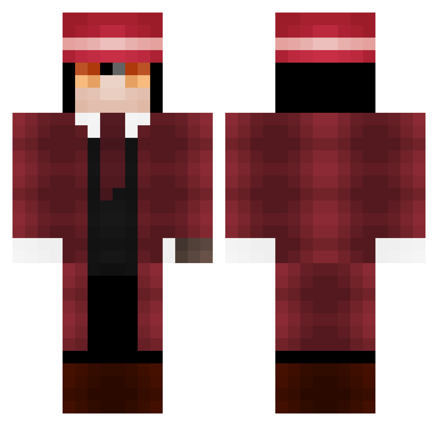 Jek1000 Minecraft skin, front and back view
