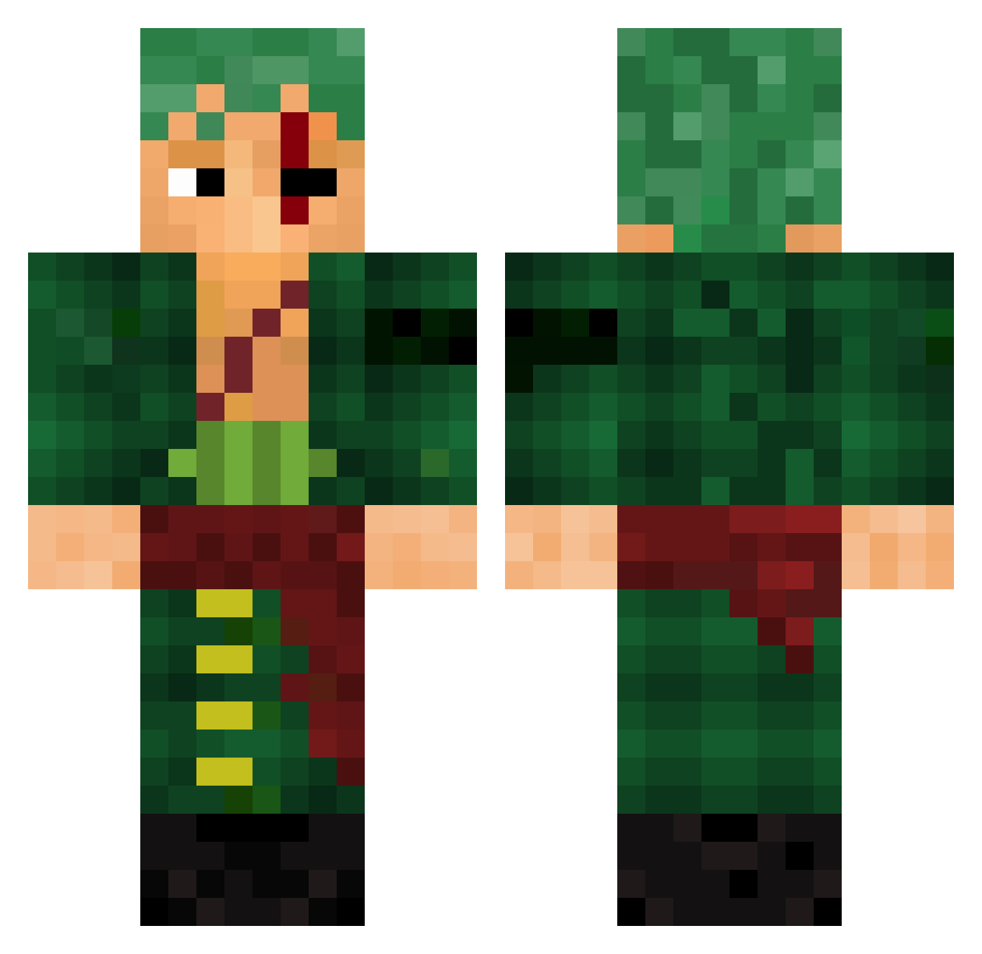 VMX4 Minecraft skin, front and back view