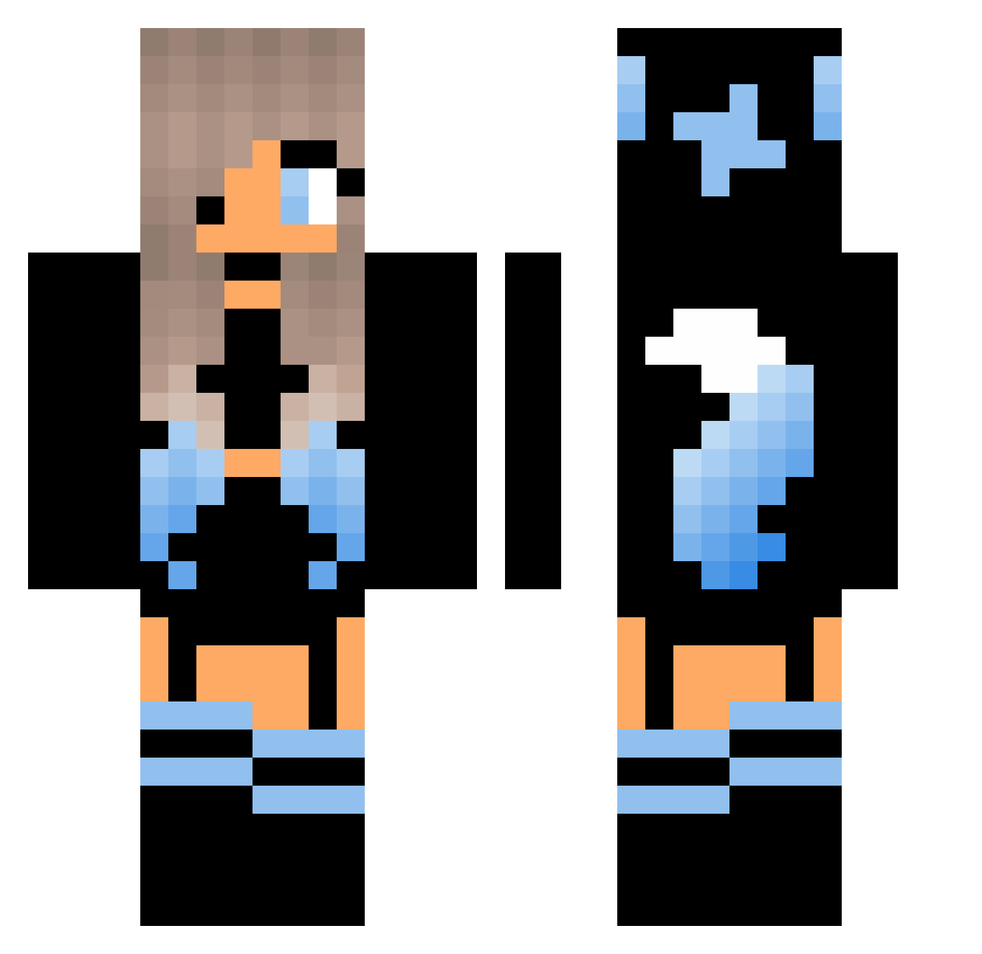 Cuddles58 Minecraft skin, front and back view