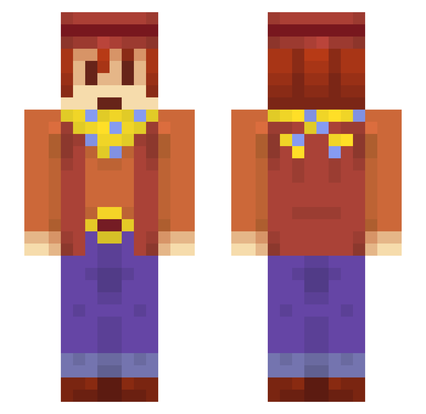 BussyBurp Minecraft skin, front and back view