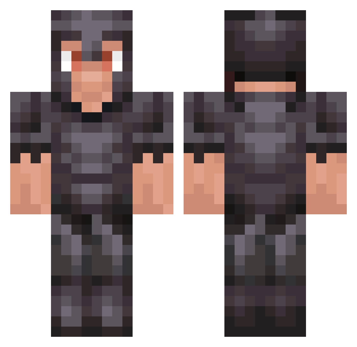 whisperHungEn Minecraft skin, front and back view