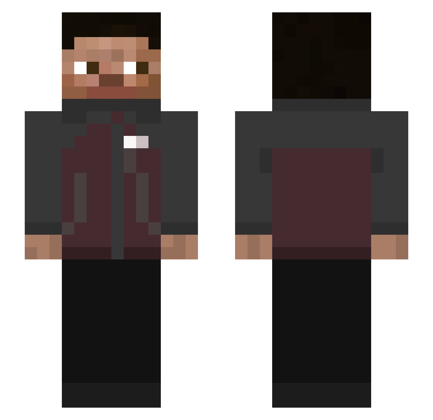 Zihp Minecraft skin, front and back view