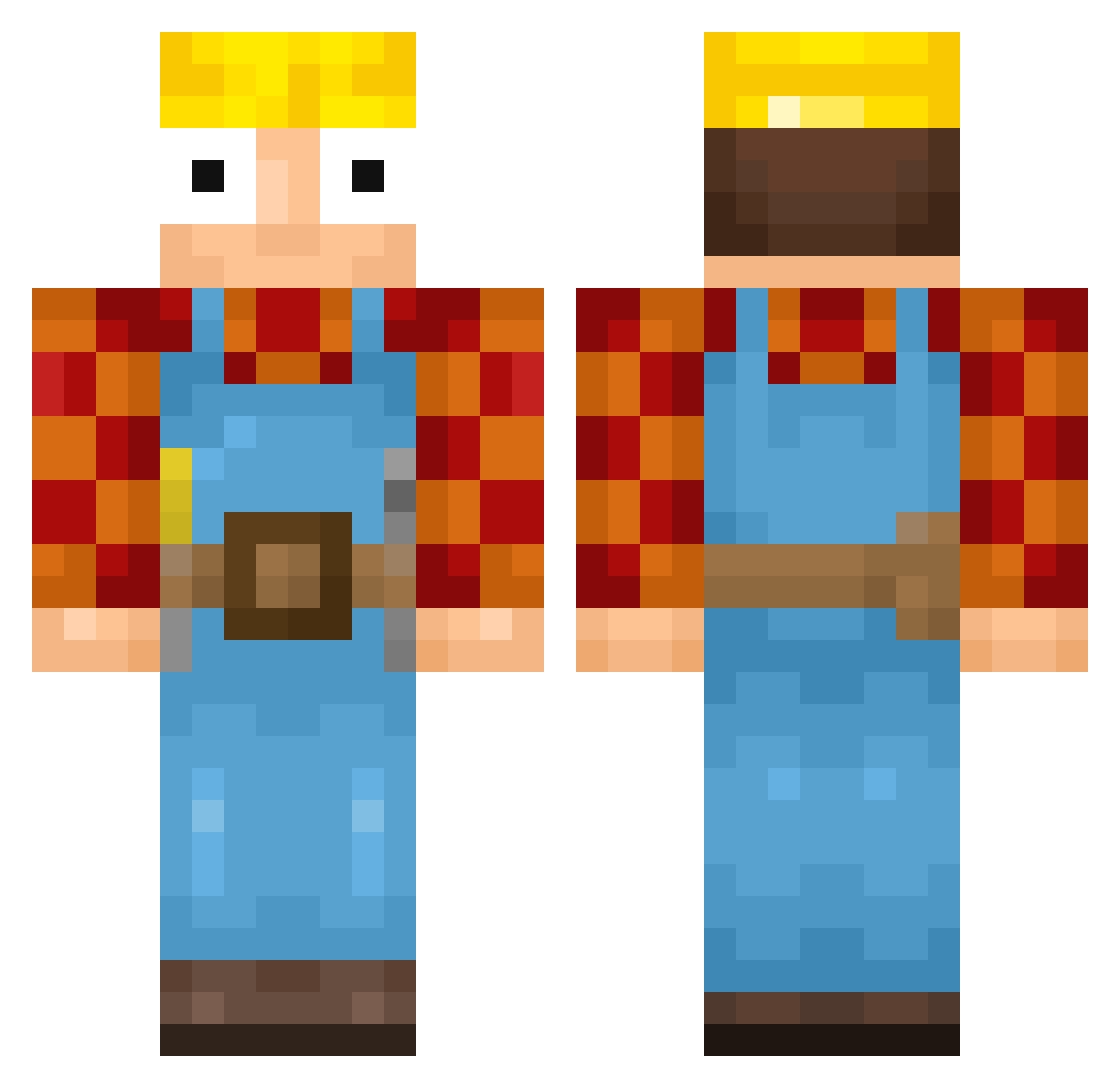 paradajz Minecraft skin, front and back view