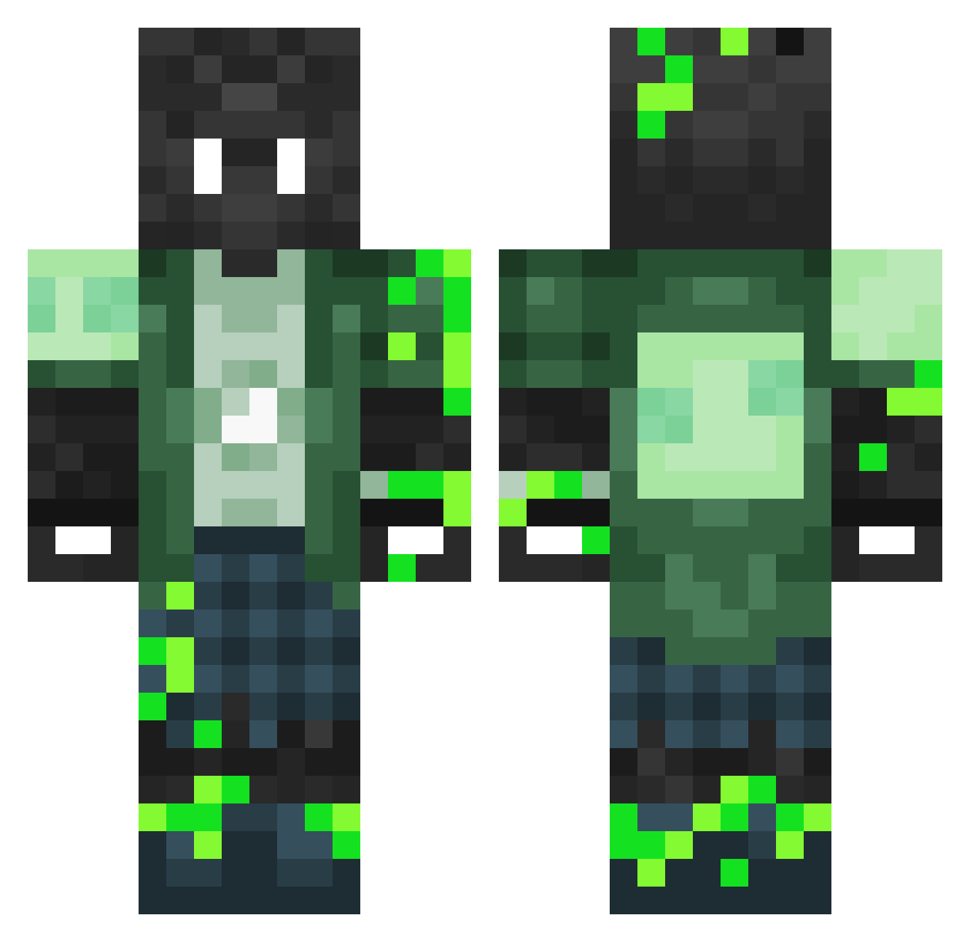 SeFirox Minecraft skin, front and back view