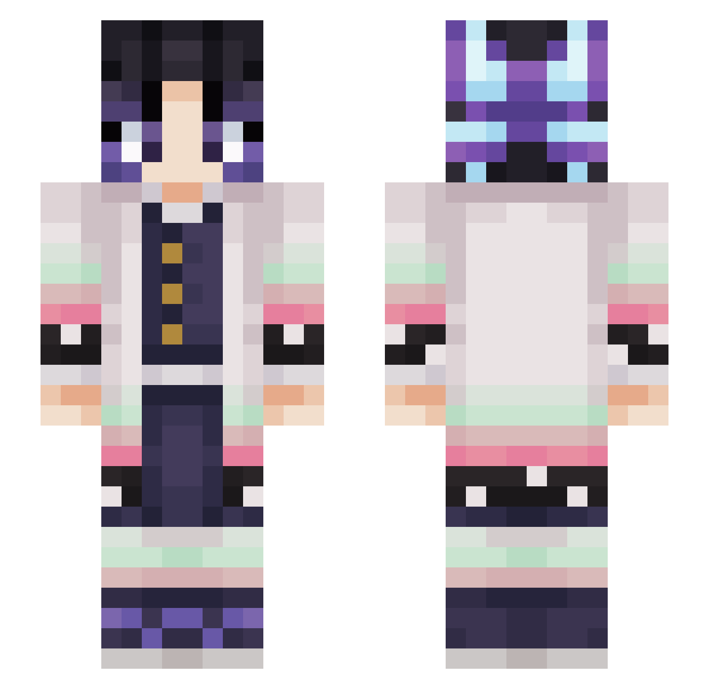 Unxlea Minecraft skin, front and back view