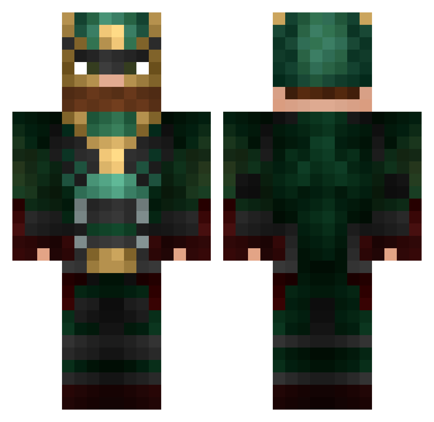 ApolxXx Minecraft skin, front and back view