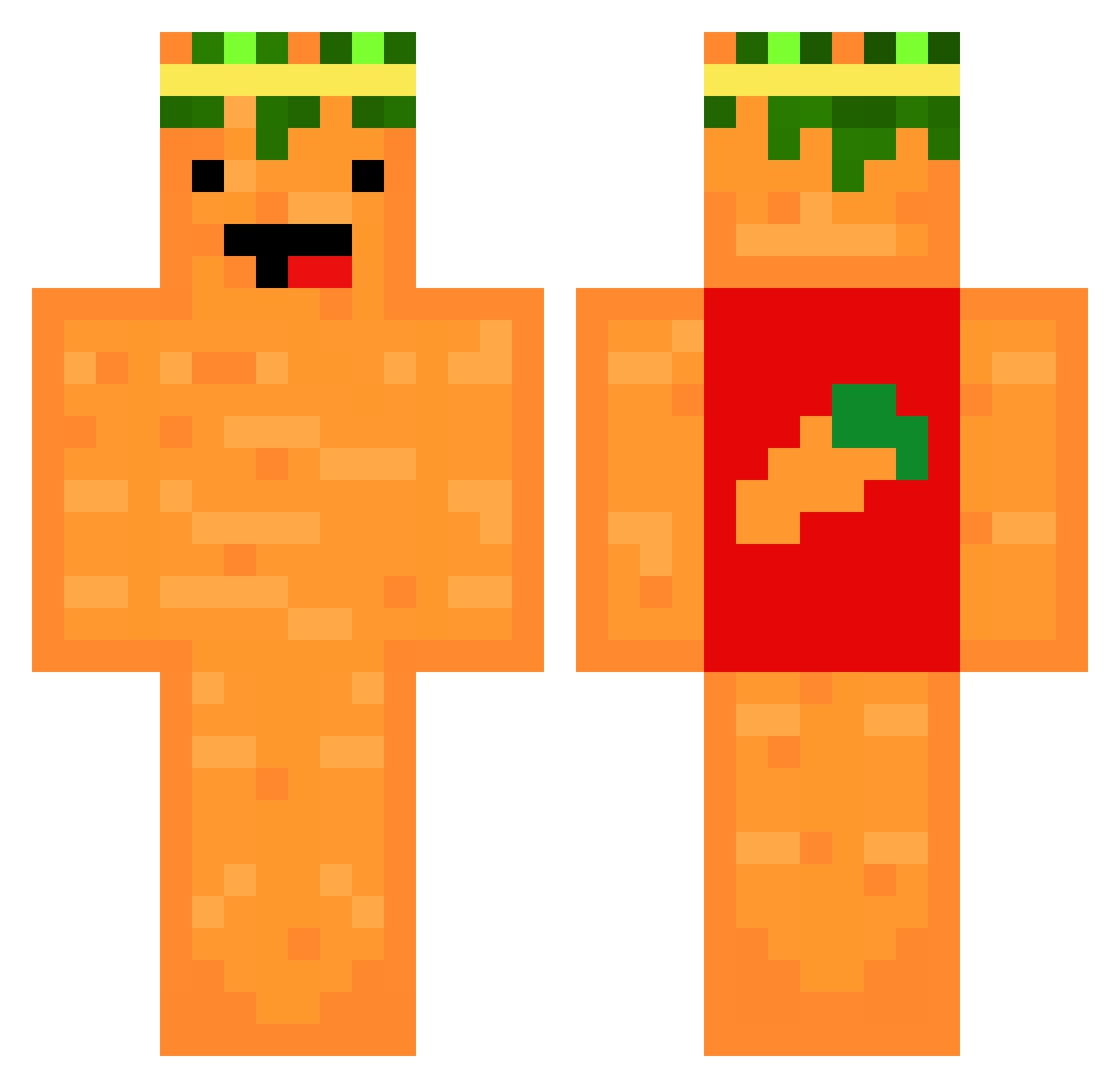 Carr0t126 Minecraft skin, front and back view