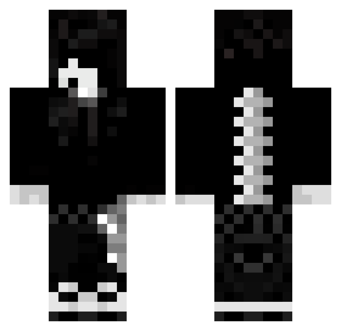 Distractingly Minecraft skin, front and back view
