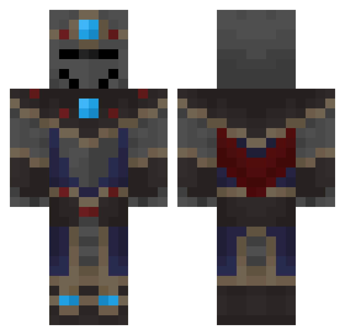 Scartley Minecraft skin, front and back view