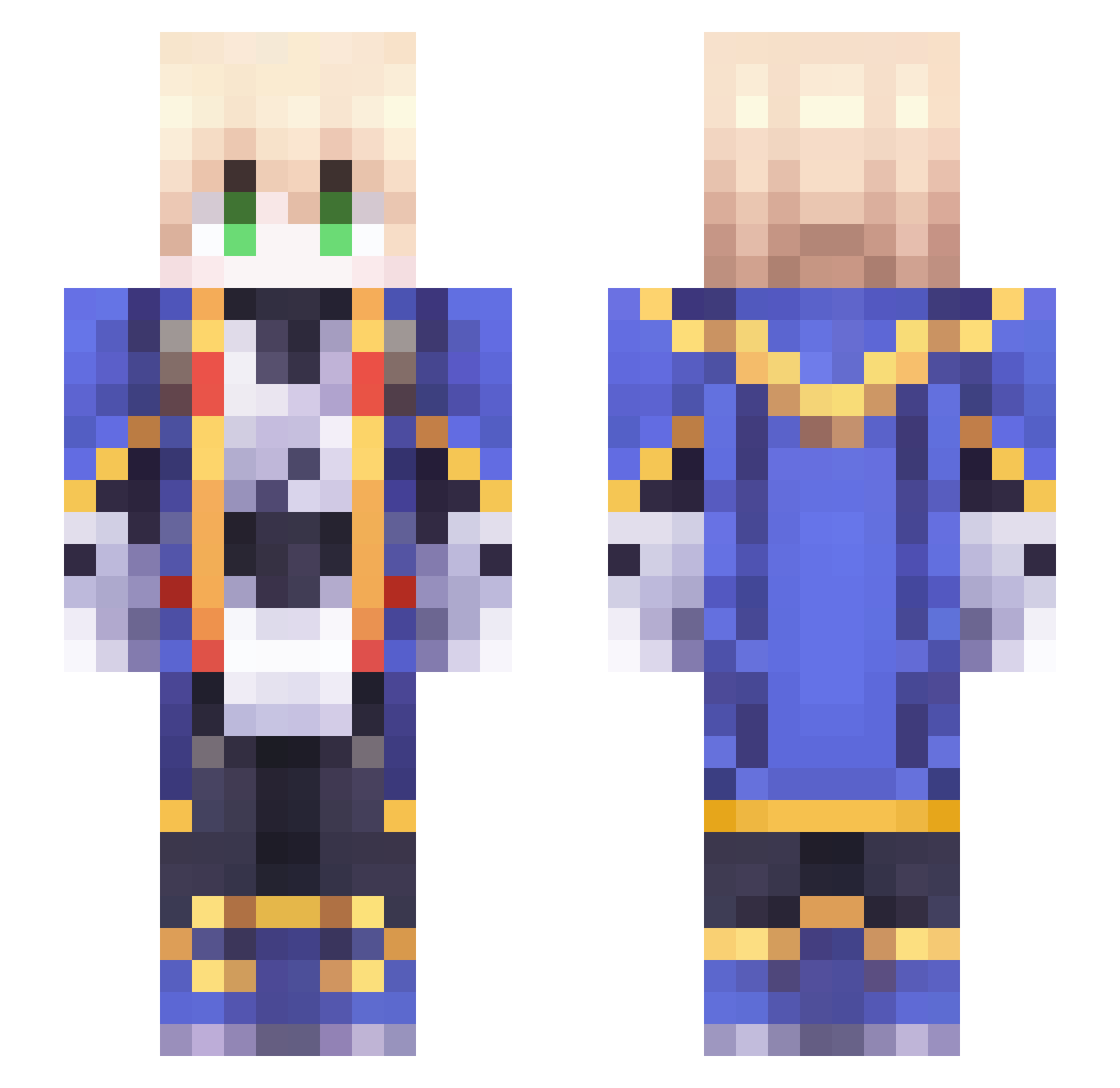 Water_Droplet_ Minecraft skin, front and back view