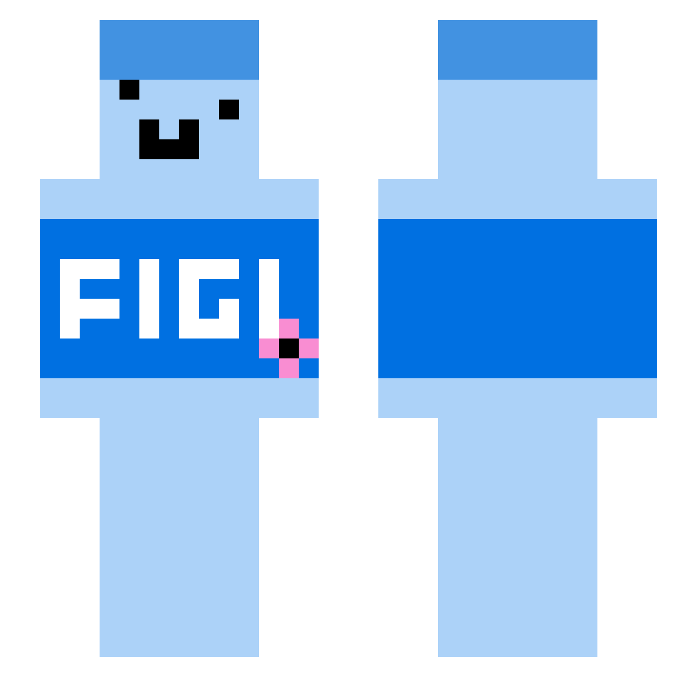 PaperPin Minecraft skin, front and back view