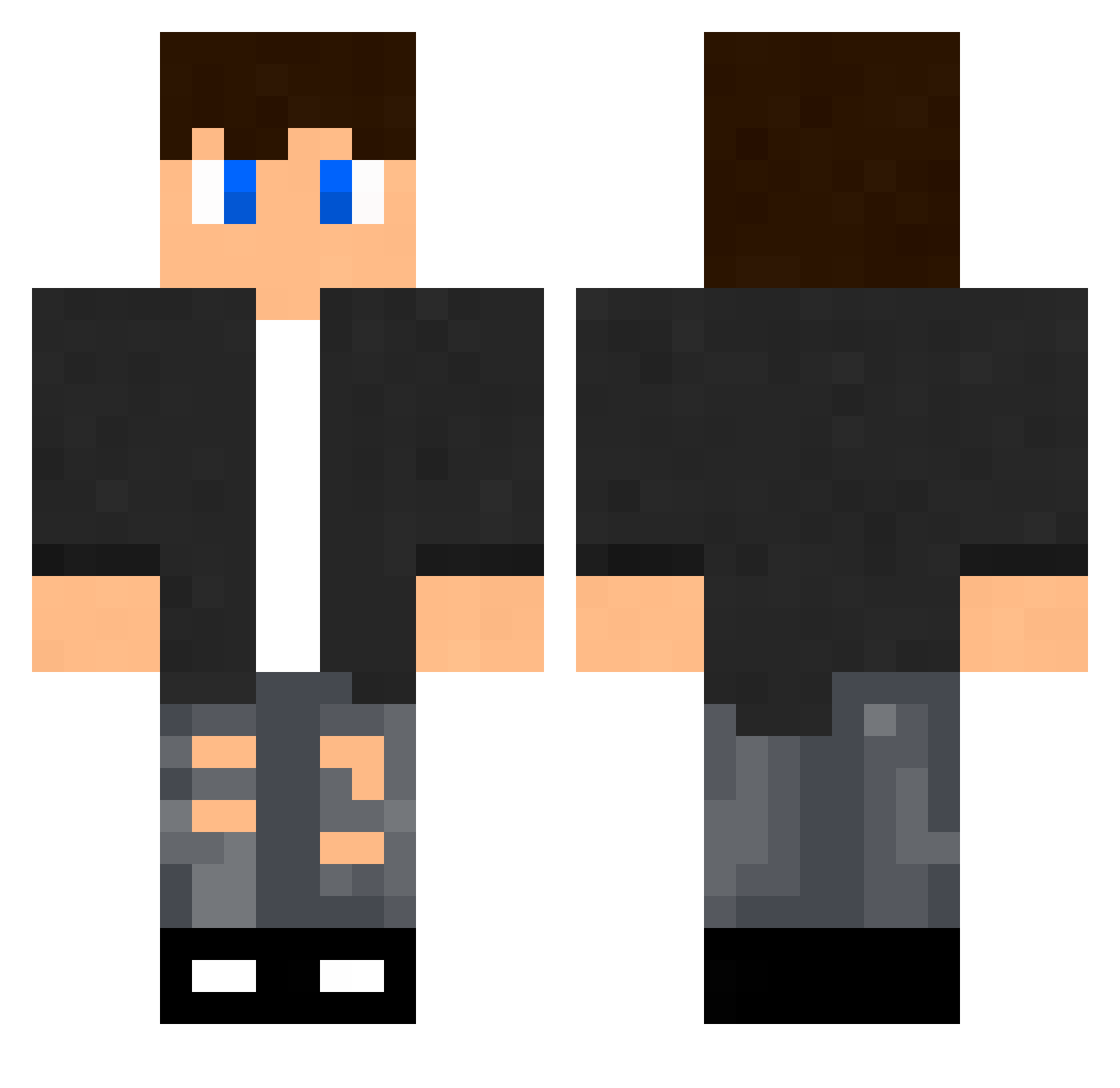 PlexDesign Minecraft skin, front and back view