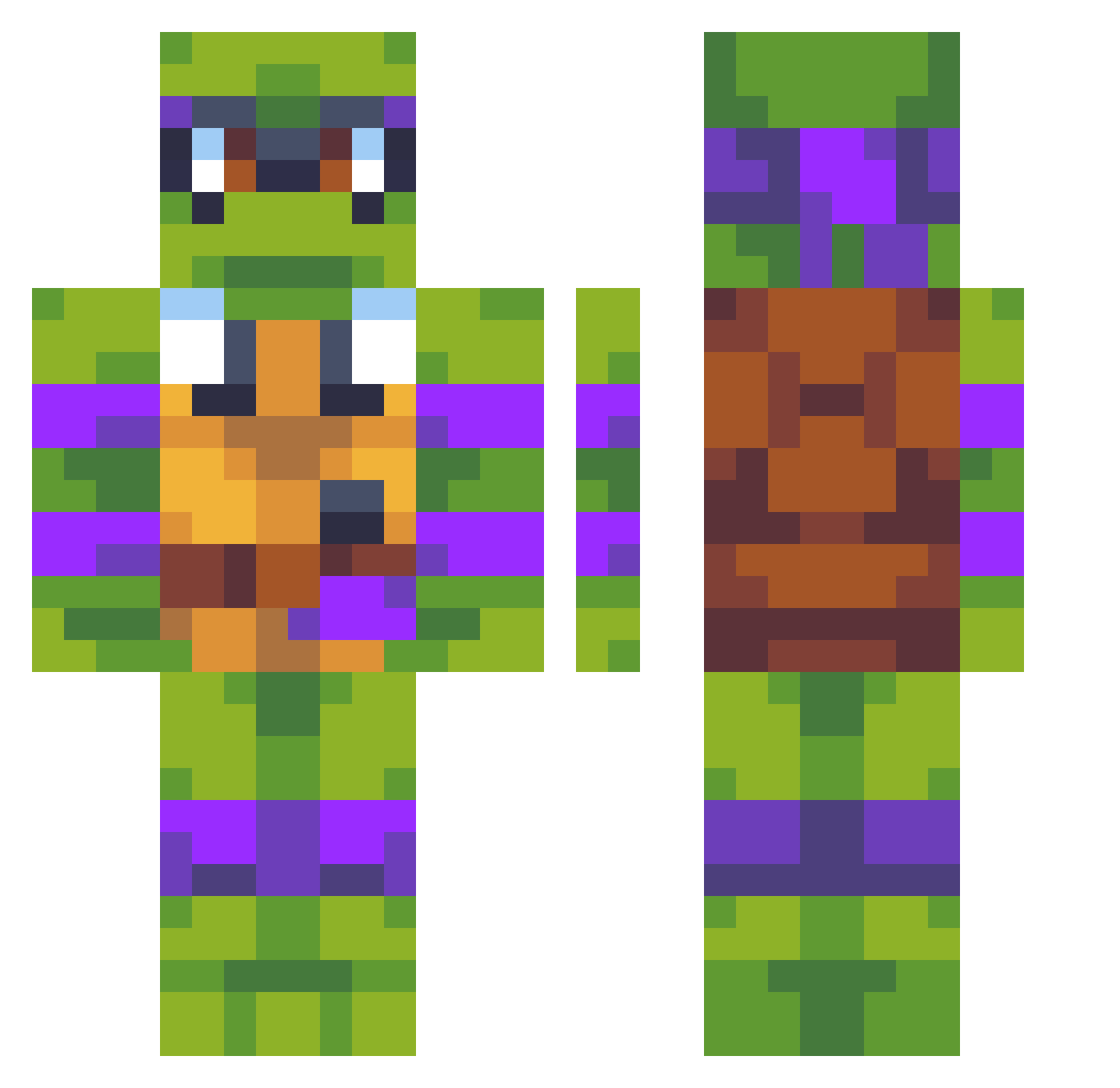 3WICK Minecraft skin, front and back view