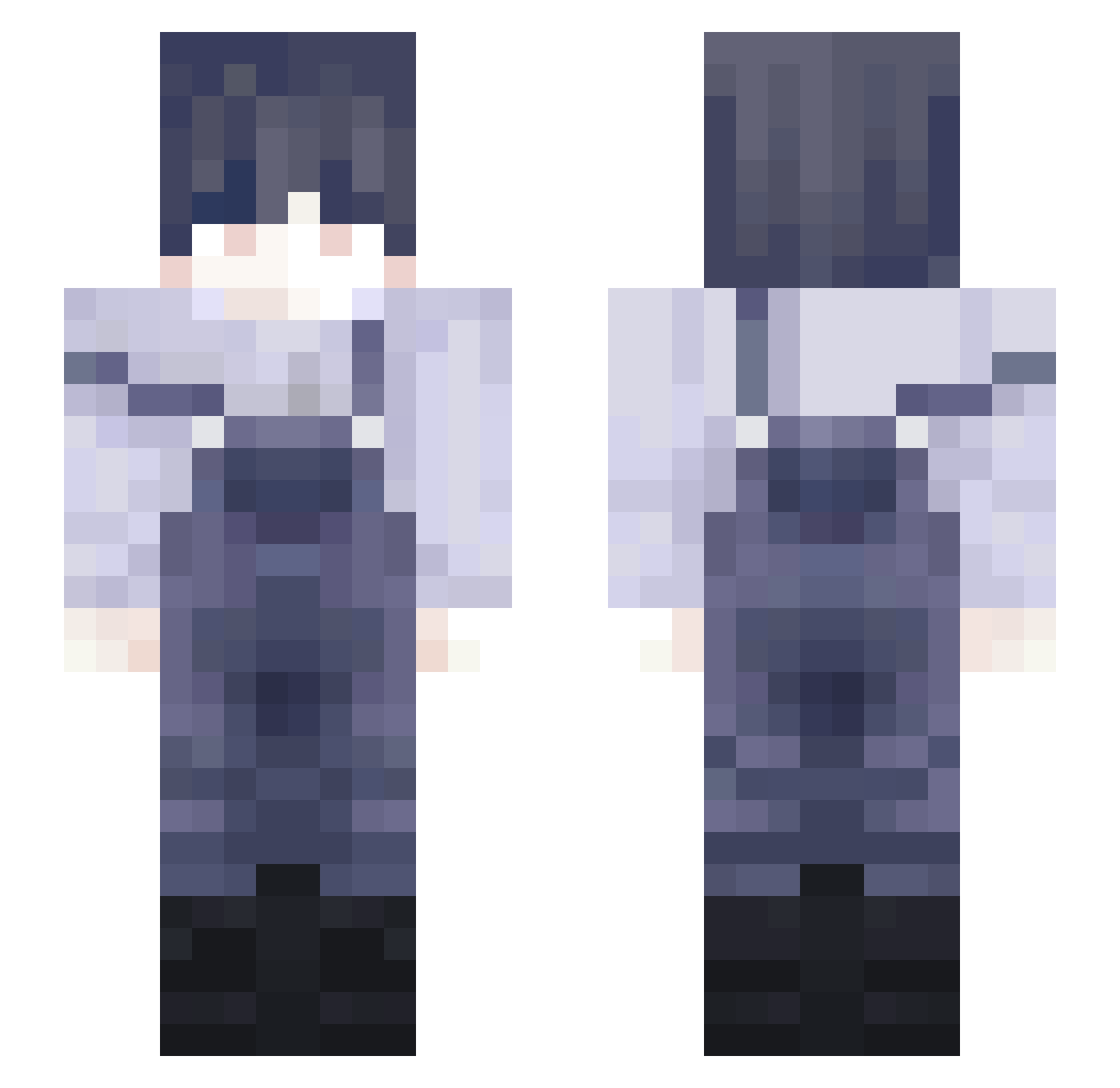 Plutoochu Minecraft skin, front and back view