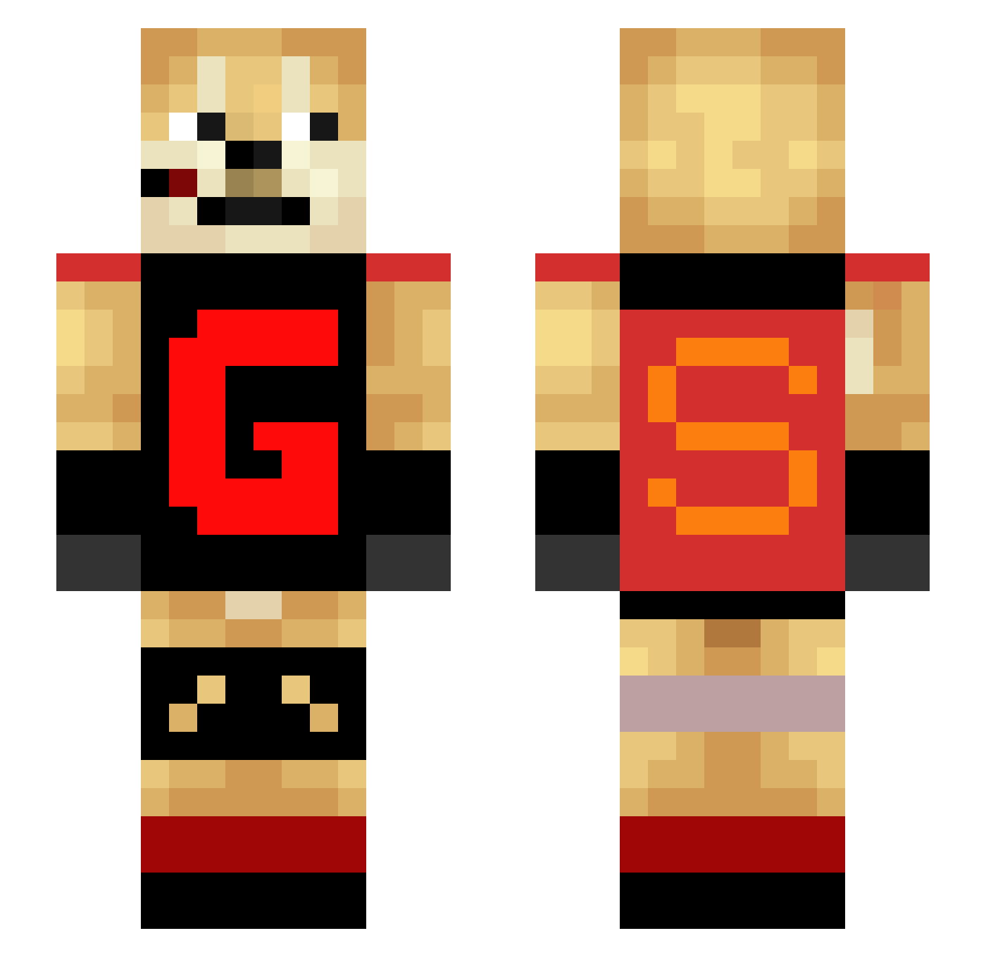 FreddieMacadoo Minecraft skin, front and back view