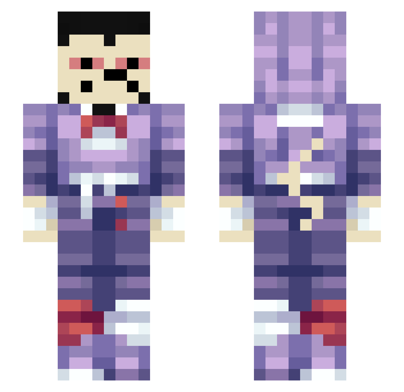 kloasy Minecraft skin, front and back view