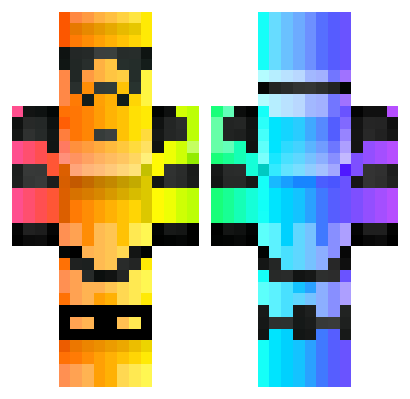 Scharku Minecraft skin, front and back view
