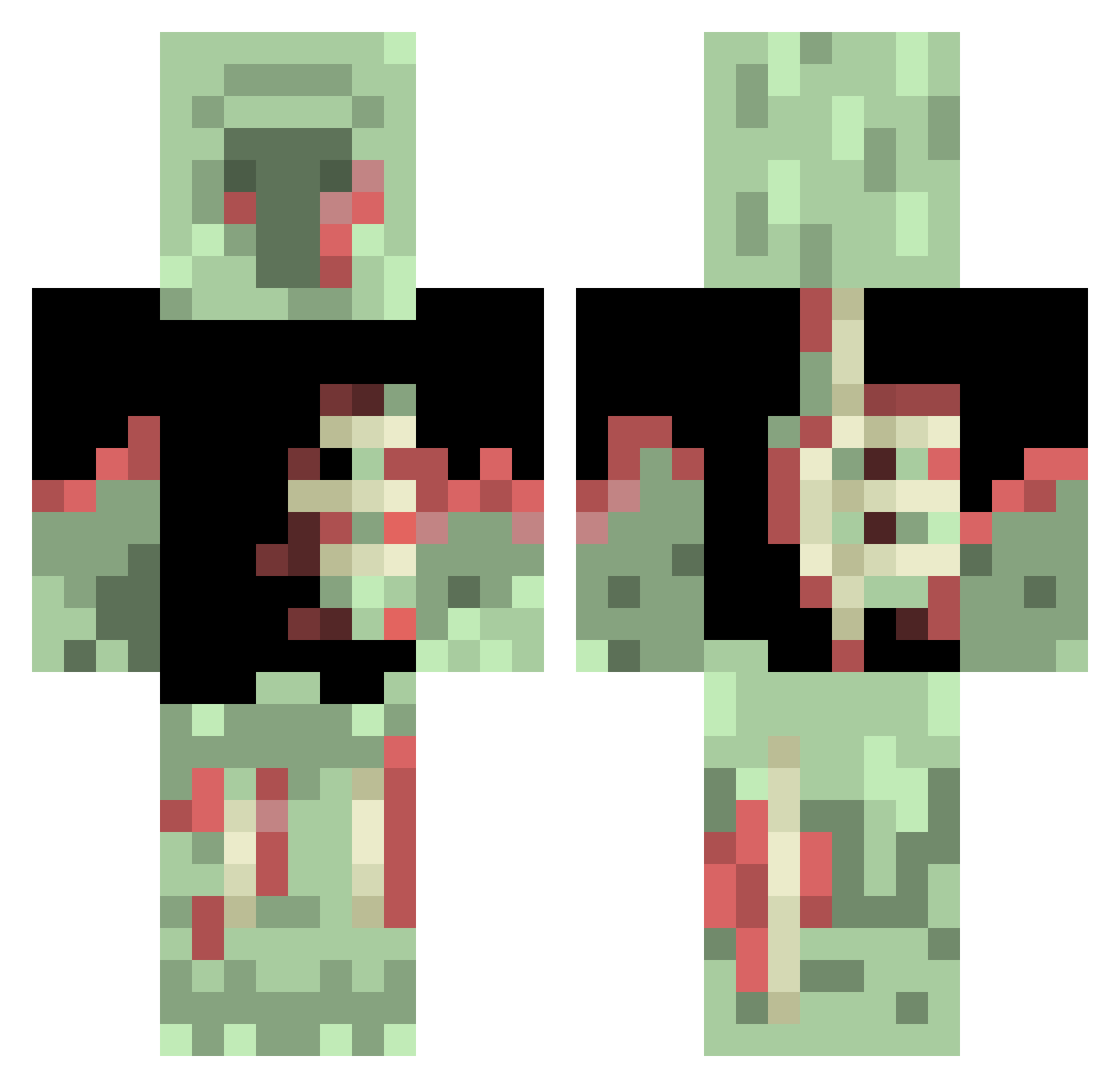 zerofcc Minecraft skin, front and back view