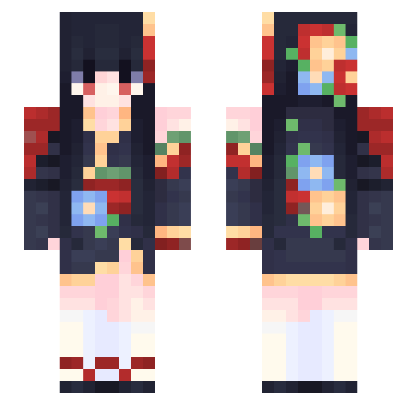 Shojo_Tsubaki Minecraft skin, front and back view