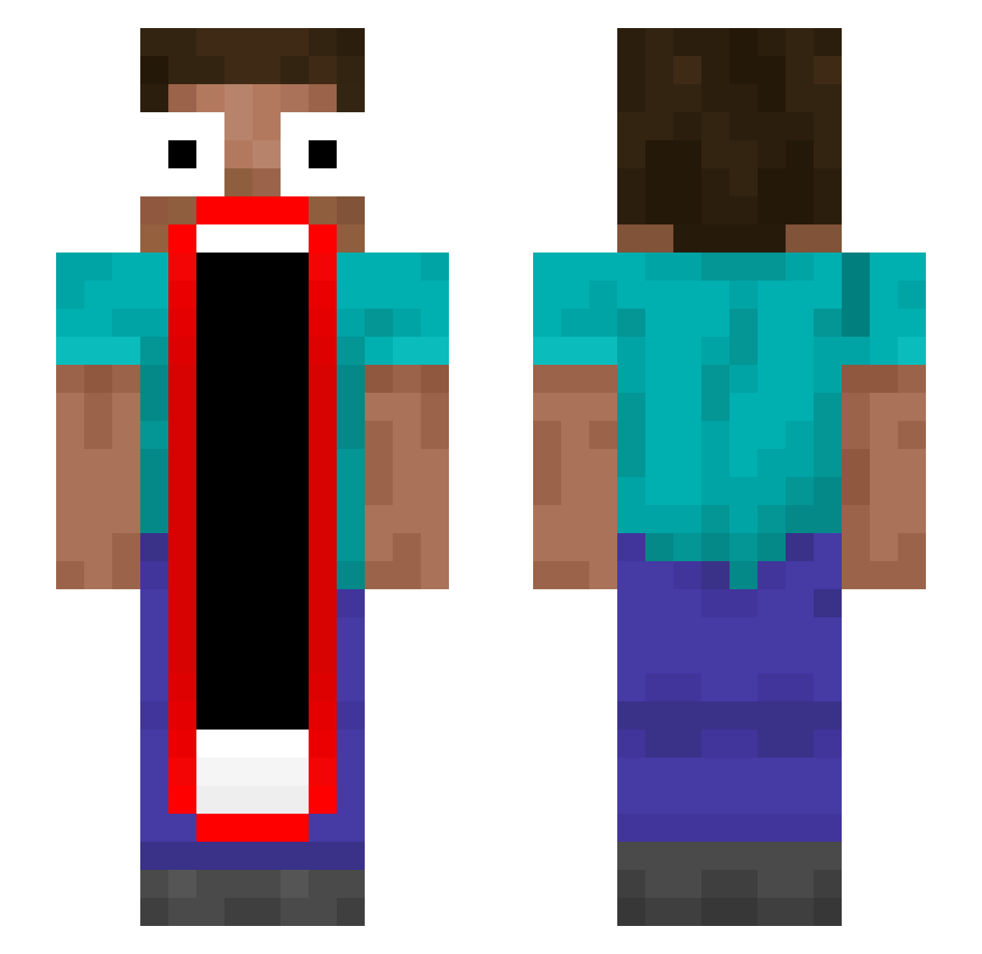 kurushimukami Minecraft skin, front and back view