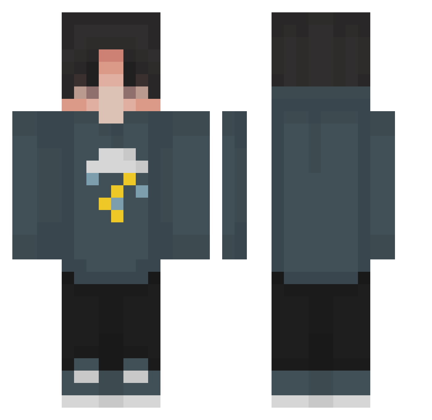 Xenon_Mantyx Minecraft skin, front and back view