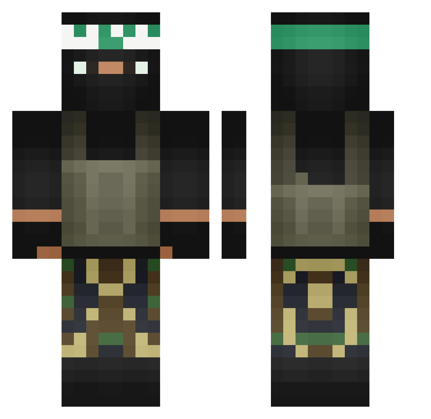 Handulgi Minecraft skin, front and back view
