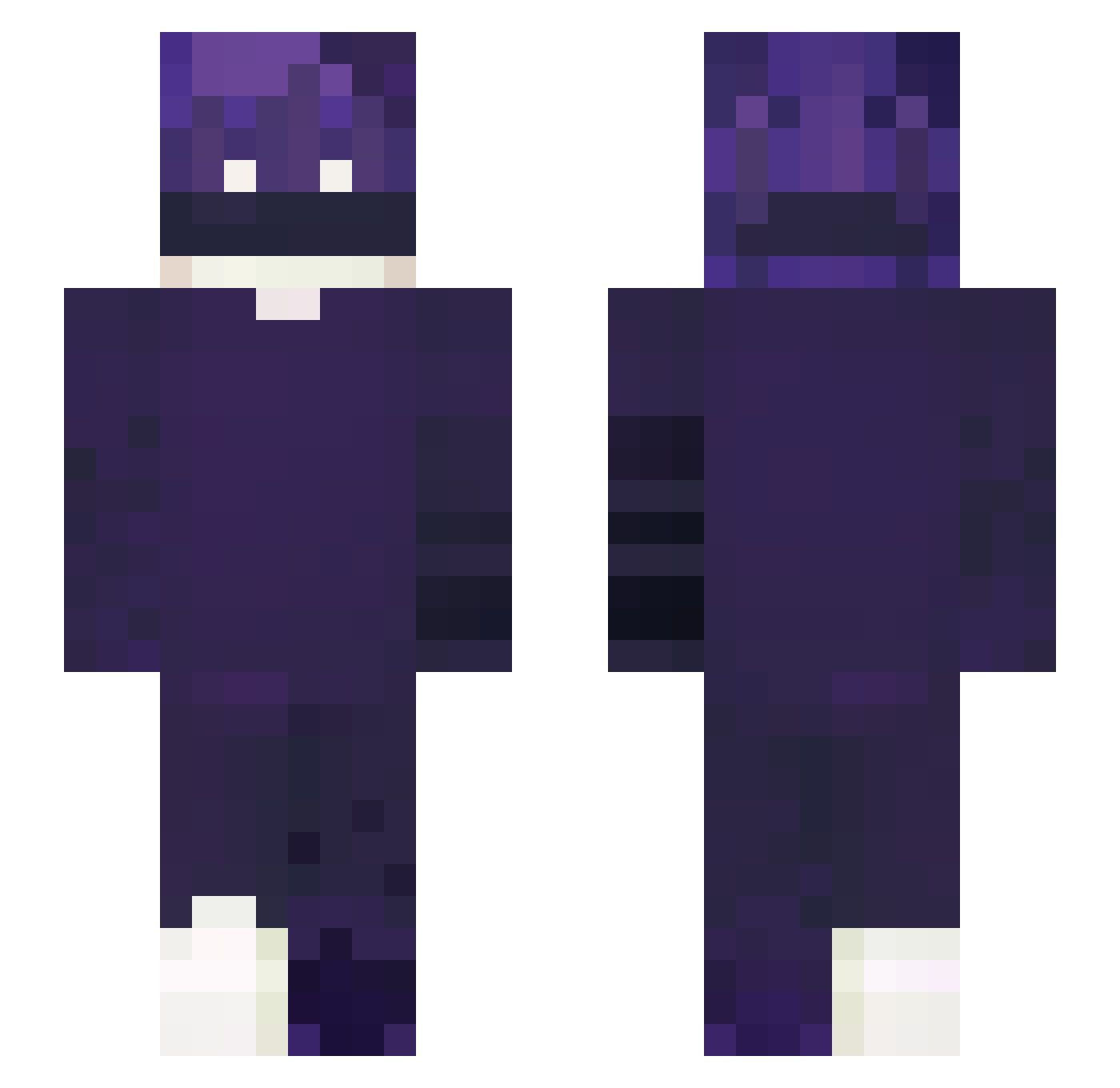 Qryxen Minecraft skin, front and back view