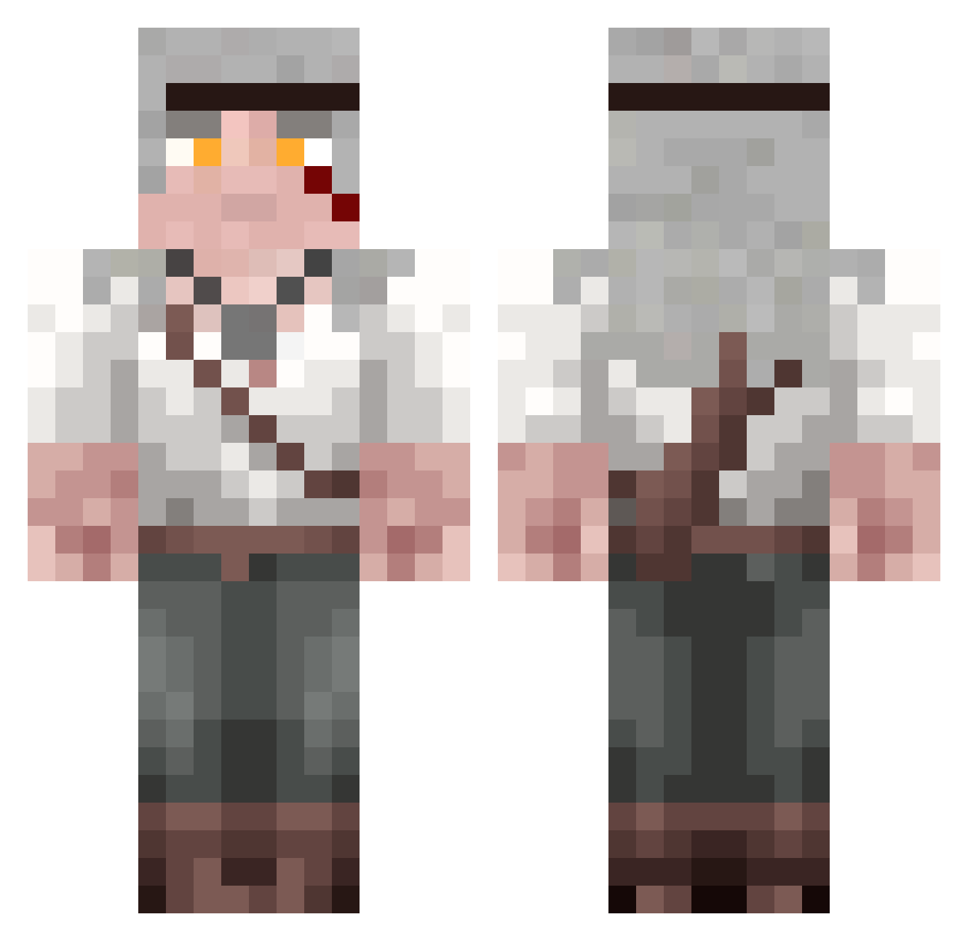 Bewoid Minecraft skin, front and back view