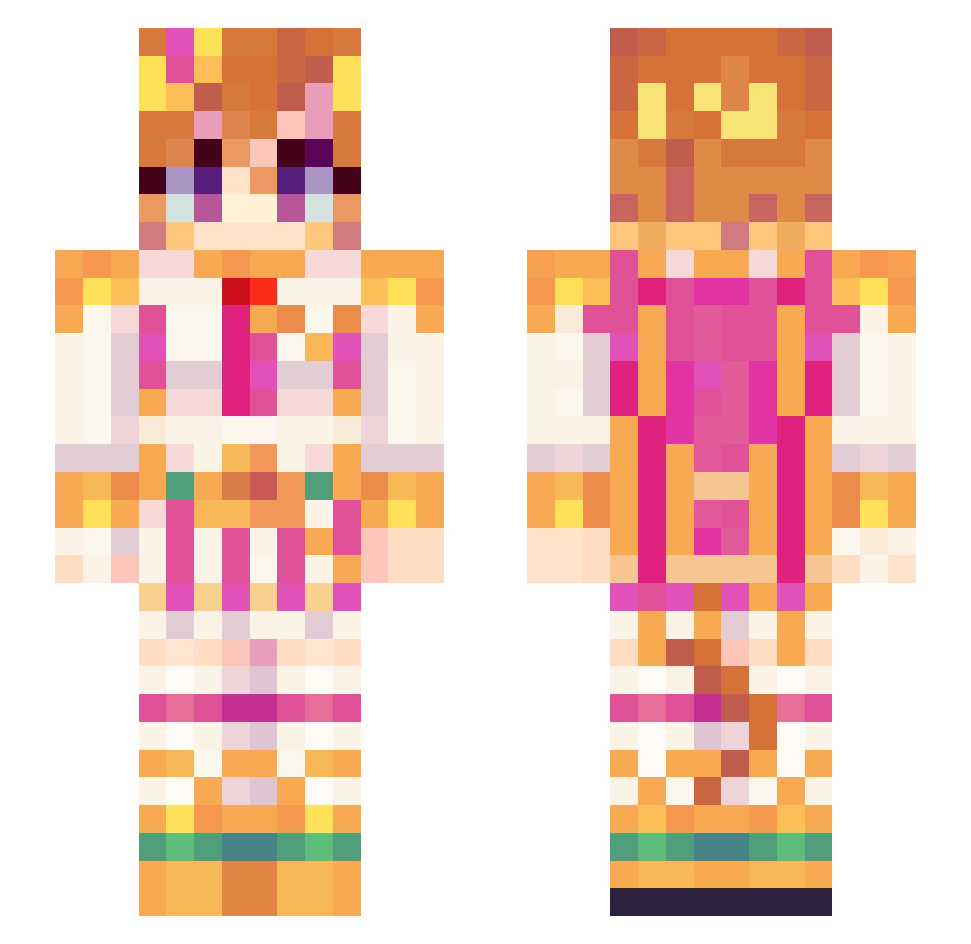 mattielo Minecraft skin, front and back view