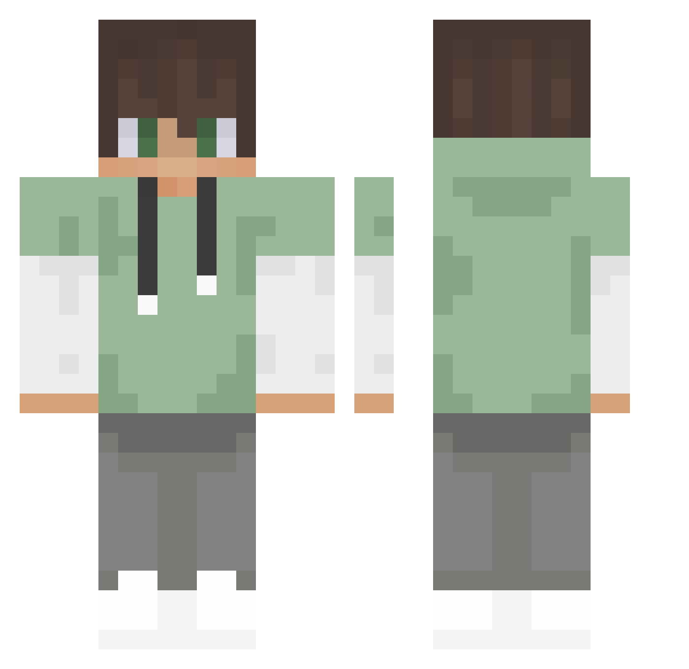 Noxix Minecraft skin, front and back view