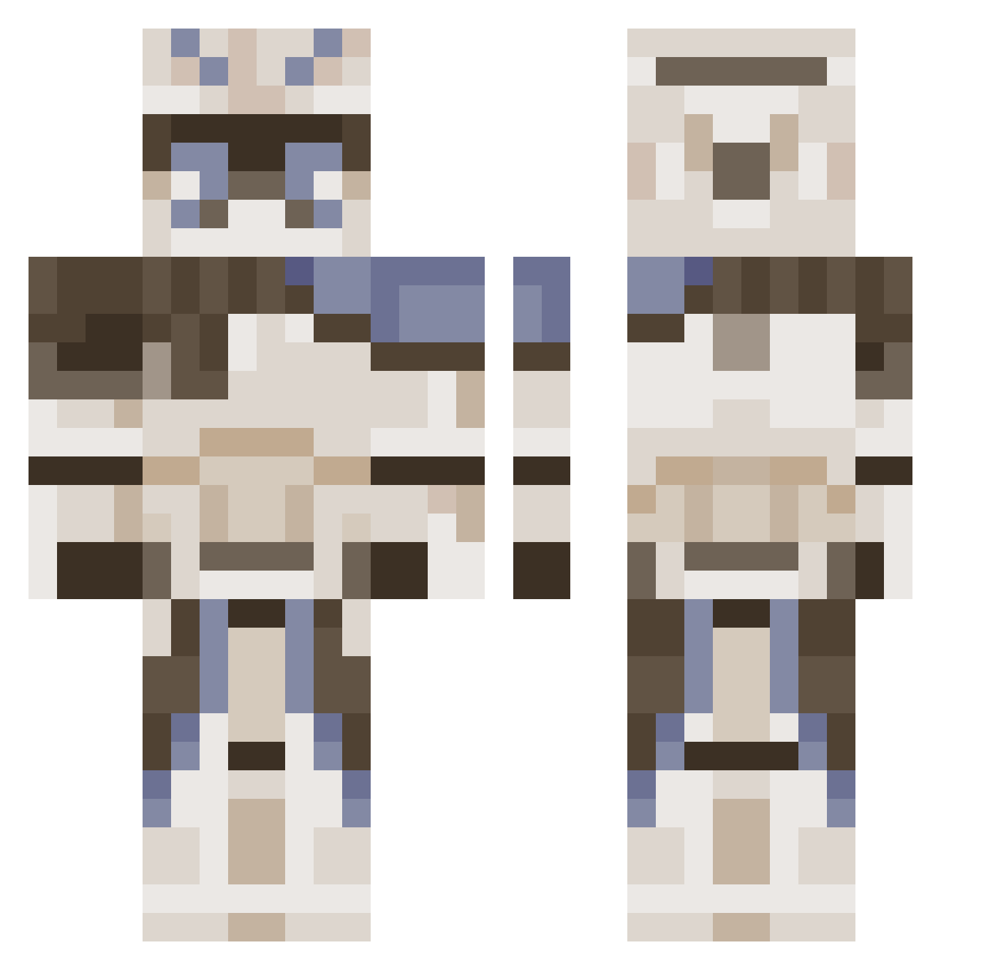 codiex Minecraft skin, front and back view